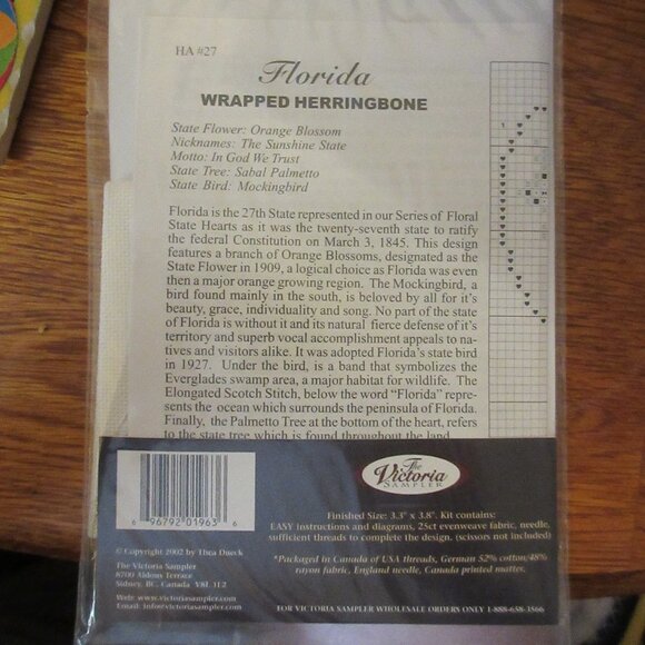 Hearts of America Florida Wrapped Herringbone stitch kit - Picture 2 of 2